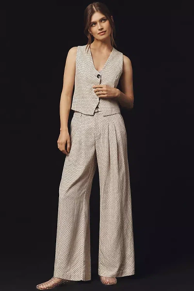Maeve Polka Dot High-rise Wide-leg Trousers In Neutral