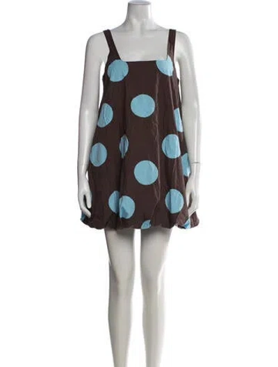 Pre-owned Maeve Polka Dot Print Mini Dress In Brown