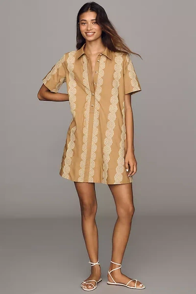 Maeve Pollie Swing Tunic Mini Dress In Neutral