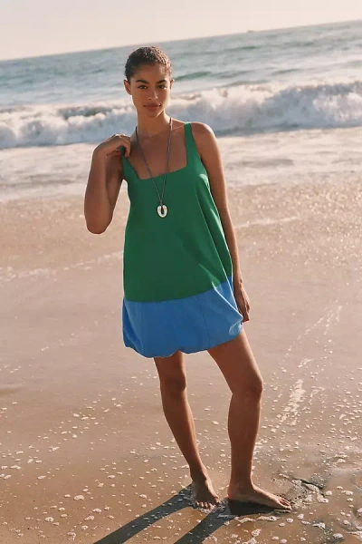 Maeve Poplin Bubble Mini Dress In Green