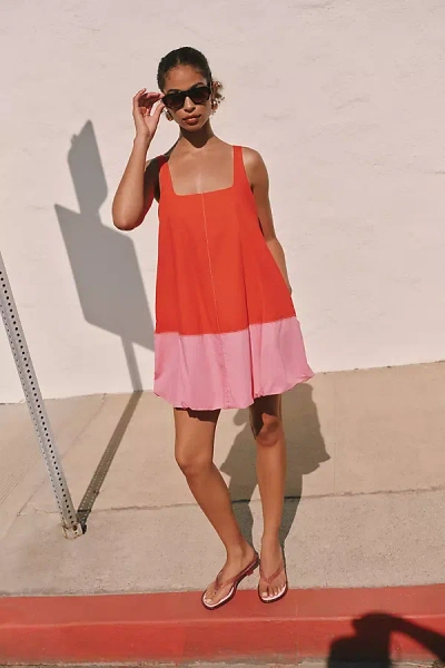 Maeve Poplin Bubble Mini Dress In Orange