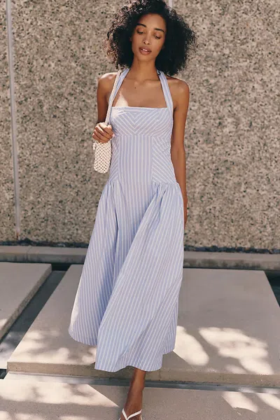 Maeve Poplin Halter Midi Dress In White