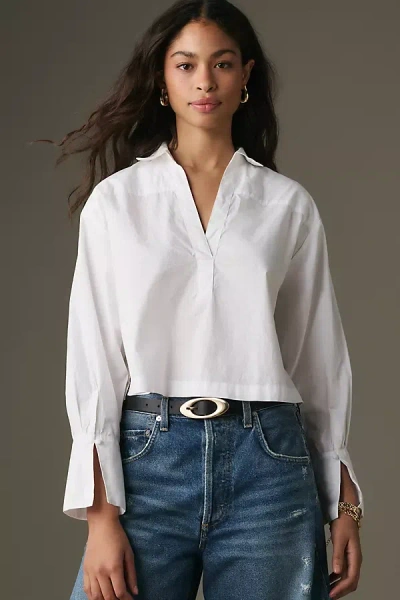 Maeve Poplin Rugby Popover Blouse In White
