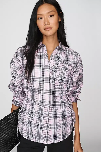 Maeve Poplin Tie-waist Buttondown Shirt In Purple