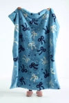 Maeve Printed Faux-fur Throw Blanket In Blue