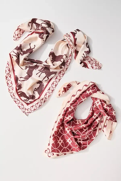 Maeve Printed Hair Scarves, Set Of 2 In Red