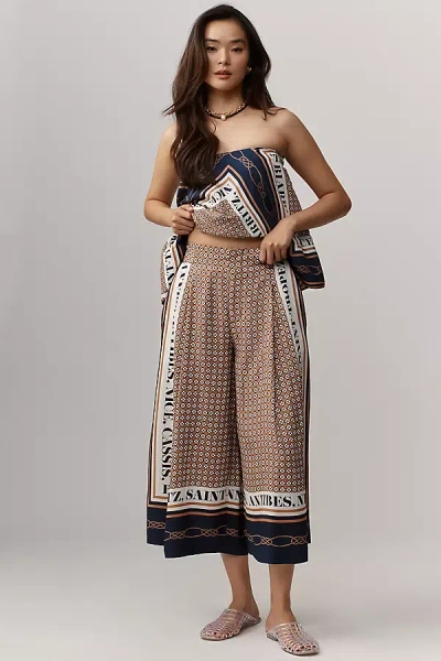 Maeve Printed Pleated A-line Culottes Pants In Multi