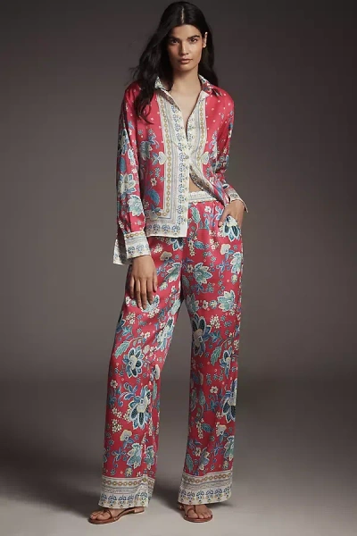 Maeve Printed Pull-on Pants In Red