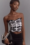 Maeve Printed Scallop Sweater Tube Top In Black
