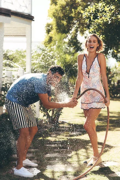 Maeve Printed Scallop Trim Mini Dress In Multi