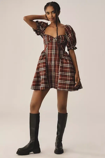 Maeve Puff Mini Dress In Red | ModeSens