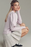 Maeve Puff-shoulder Ribbed Sweater In Purple