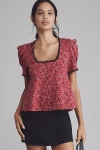 Maeve Puff-sleeve Babydoll Top In Pink