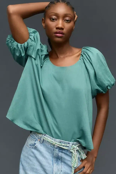 Maeve Puff-sleeve Blouse In Green