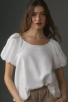 Maeve Puff-sleeve Blouse In White