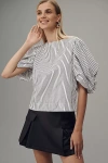 Shop Maeve Puff-sleeve Boatneck Top In Black