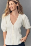 Maeve Puff-sleeve Cashmere Blend Cardigan Sweater In White