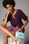 Maeve Puff-sleeve Cashmere Cardigan Sweater In Purple