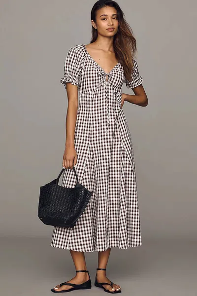 Maeve Puff Sleeve Midi Dress In Multi