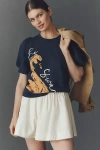 Maeve Puff-sleeve Swan Pullover In Blue