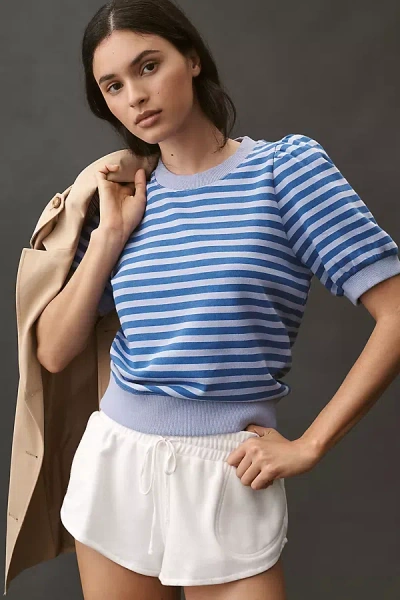 Maeve Puff-sleeve Sweatshirt Tee In Blue