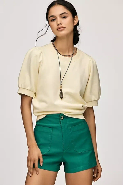 Maeve Puff-sleeve Sweatshirt Tee In Neutral