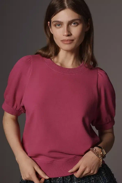 Maeve Puff-sleeve Sweatshirt Tee In Pink