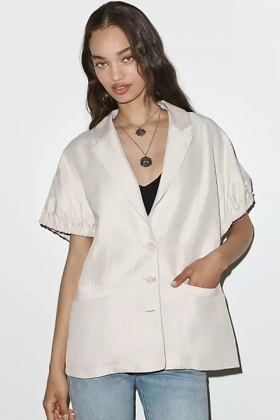 Maeve Puff-sleeve Blazer Jacket In Neutral