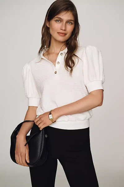 Maeve Puff-sleeve Collared Top In White