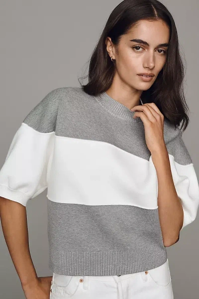 Maeve Puff-sleeve Knit Pullover In Multi