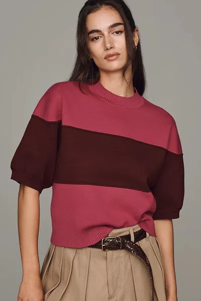 Maeve Puff-sleeve Knit Pullover In Multi