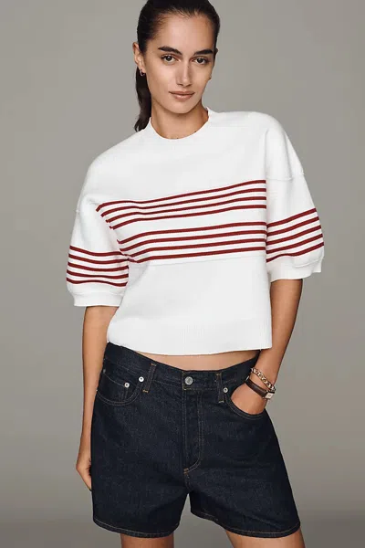 Maeve Puff-sleeve Knit Pullover In White
