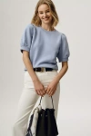 Maeve Puff-sleeve Sweatshirt Tee In Blue