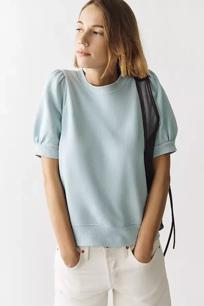 Maeve Puff-sleeve Sweatshirt Tee In Blue