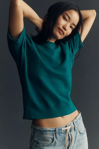Maeve Puff-sleeve Sweatshirt Tee In Green