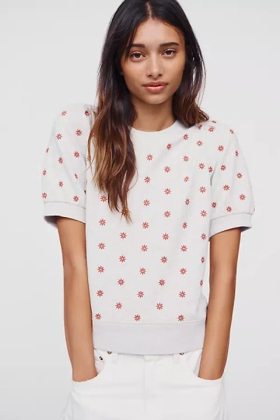 Maeve Puff-sleeve Sweatshirt Tee In Gray