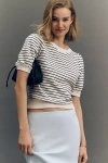 Maeve Puff-sleeve Sweatshirt Tee In Neutral