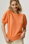 Maeve Puff-sleeve Sweatshirt Tee In Orange