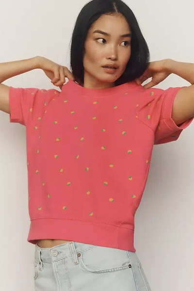 Maeve Puff-sleeve Sweatshirt Tee In Pink