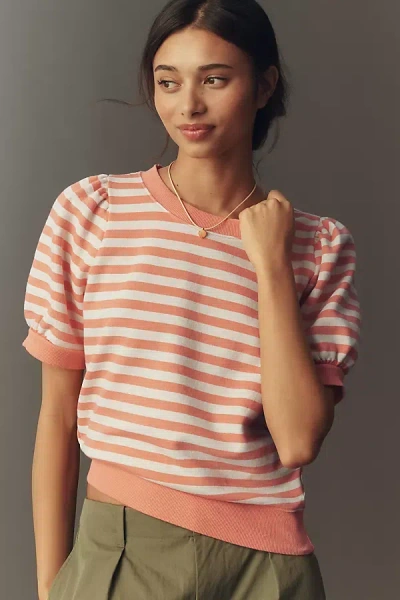 Maeve Puff-sleeve Sweatshirt Tee In Pink