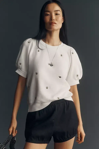 Maeve Puff-sleeve Sweatshirt Tee In White