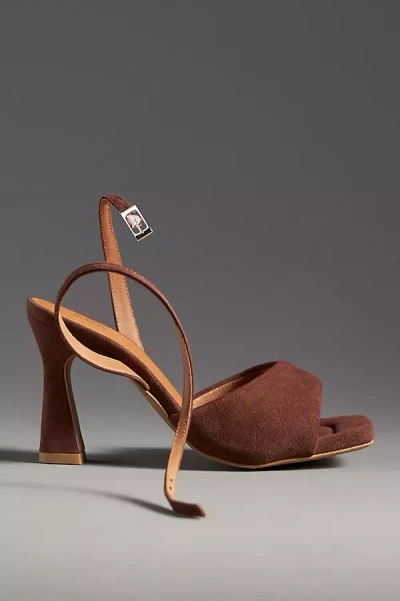 Maeve Puffy Square-toe Ankle-strap Heels In Brown