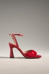 Maeve Puffy Square-toe Ankle-strap Heels In Red