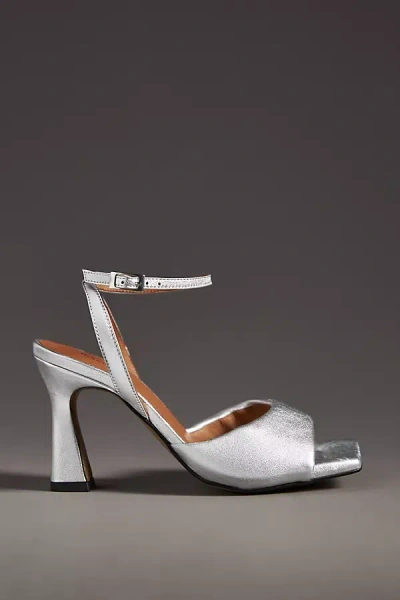 Maeve Puffy Square-toe Ankle-strap Heels In Silver