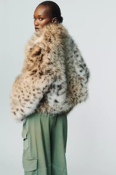 Maeve Rae Faux Fur Cropped Jacket In Brown
