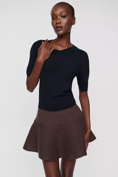 Maeve Raglan Ottoman Swing Mini Skirt In Brown