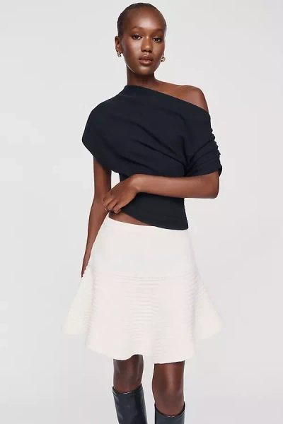 Maeve Raglan Ottoman Swing Mini Skirt In White