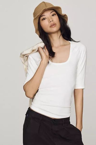 Maeve Raglan Scoop-neck Top In White