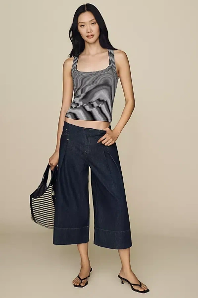 Maeve Reworked Mid-rise Wide-leg Denim Capri Trousers In Blue
