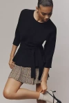 Maeve Ribbed Belted Sweater In Blue